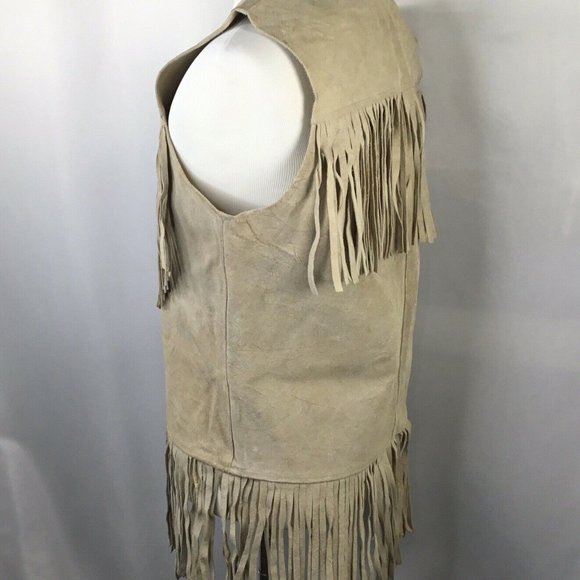 Leather Vest~Long Fringe~Western~Boho~Animal Hide~ - Picture 3 of 8